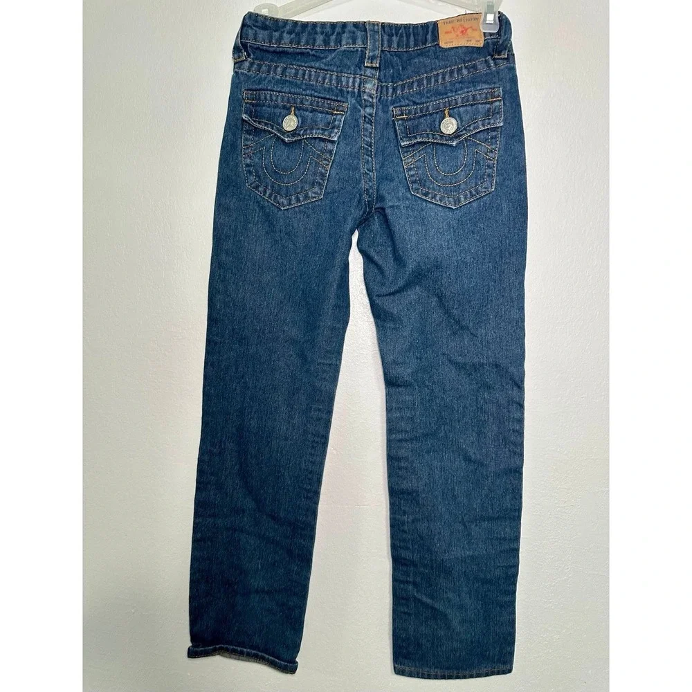 True Religion Ricky Jeans Kids Size 10 Blue Dark Wash Excellent Relaxed Straight